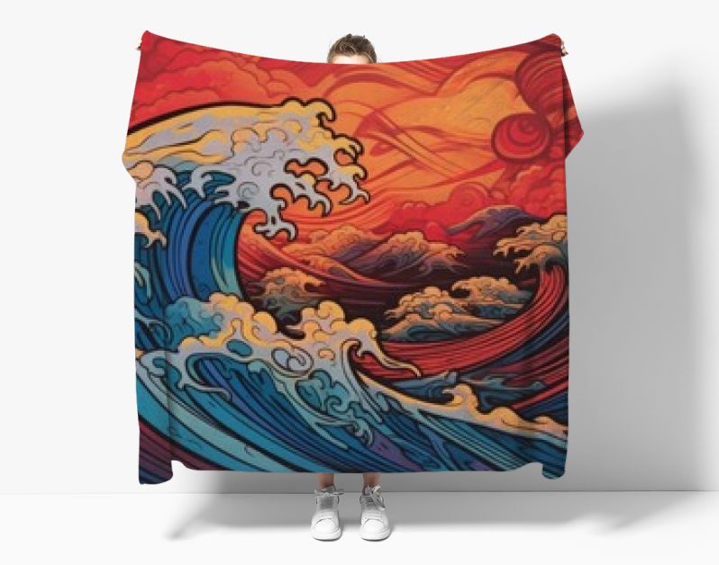 Surf golf achtergrond. Kleurrijke illustratie van een zeegolf met golven, generatieve Ai