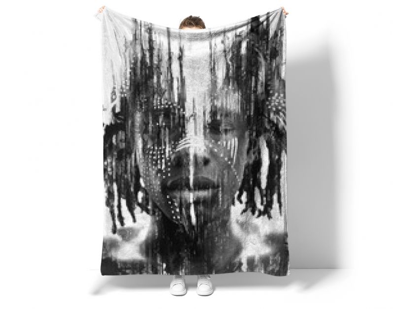 Paintografie. Expressieve Afrikaanse man gecombineerd met dramatische dubbele belichtingstechnieken en met de hand getekende schilderijen