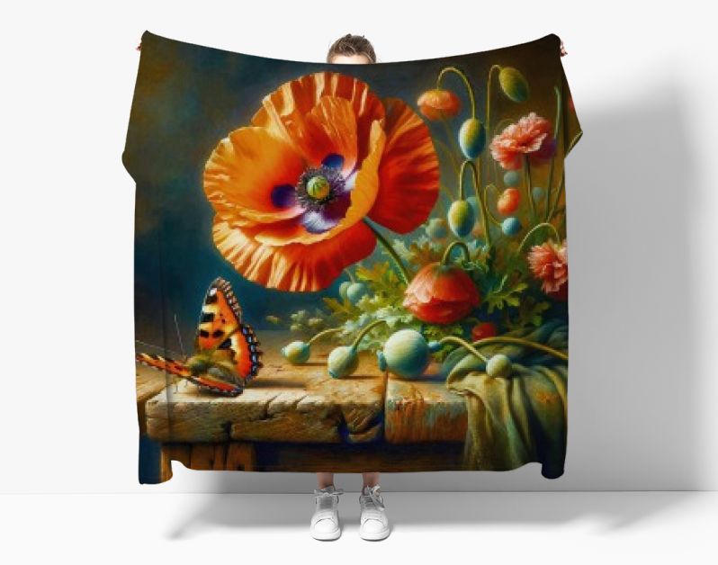 Poppies en Vlinder op de ateliertafel