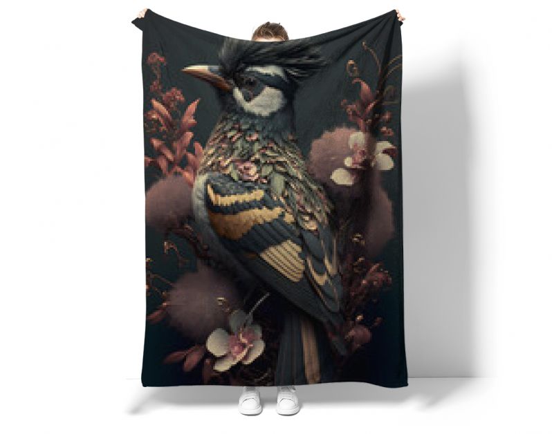 3D illustratieve tekening van een vogel met ornamenten en bloemen. Ingewikkelde details. Generatieve AI.