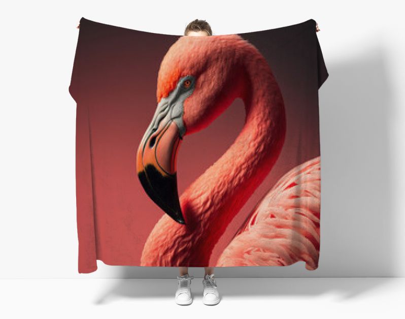 Portret van een roze flamingo tegen een roze achtergrond. Generitief ai