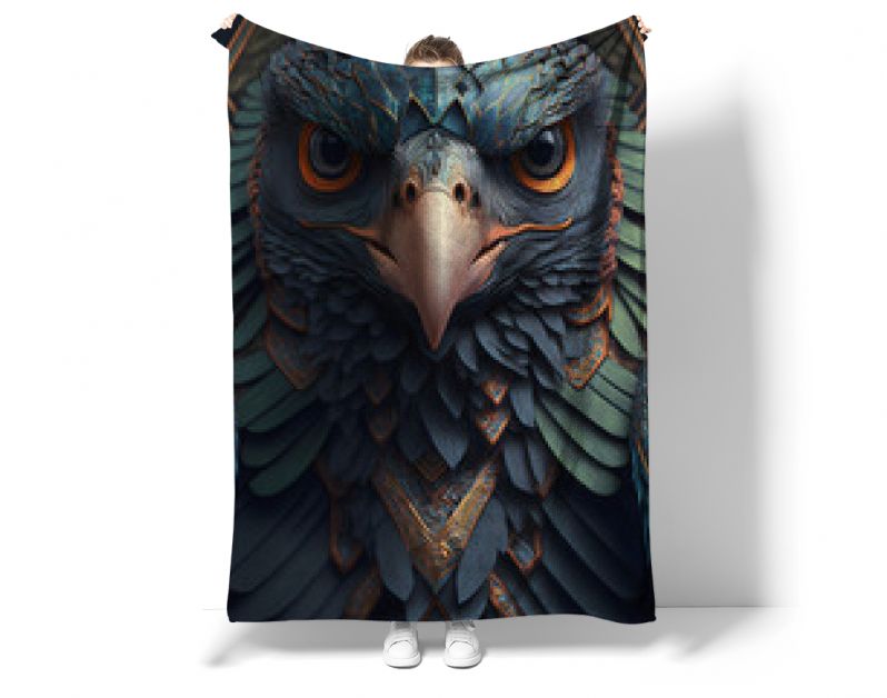 Close-up van het hoofd van een havik gemengd met ornamenten. Portretstijl in 3D-ontwerp. Generatieve AI.