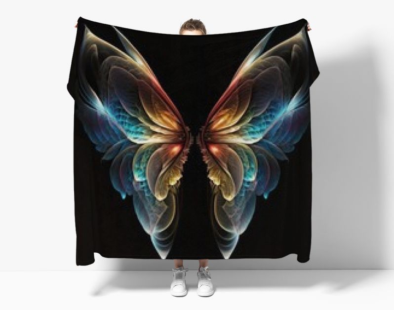 Doorschijnende kleurrijke vlindervleugels, op de donkere achtergrond. generatieve ai.