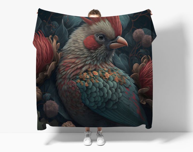 3D illustratieve tekening van een vogel met ornamenten en bloemen. Ingewikkelde details. Generatieve AI.