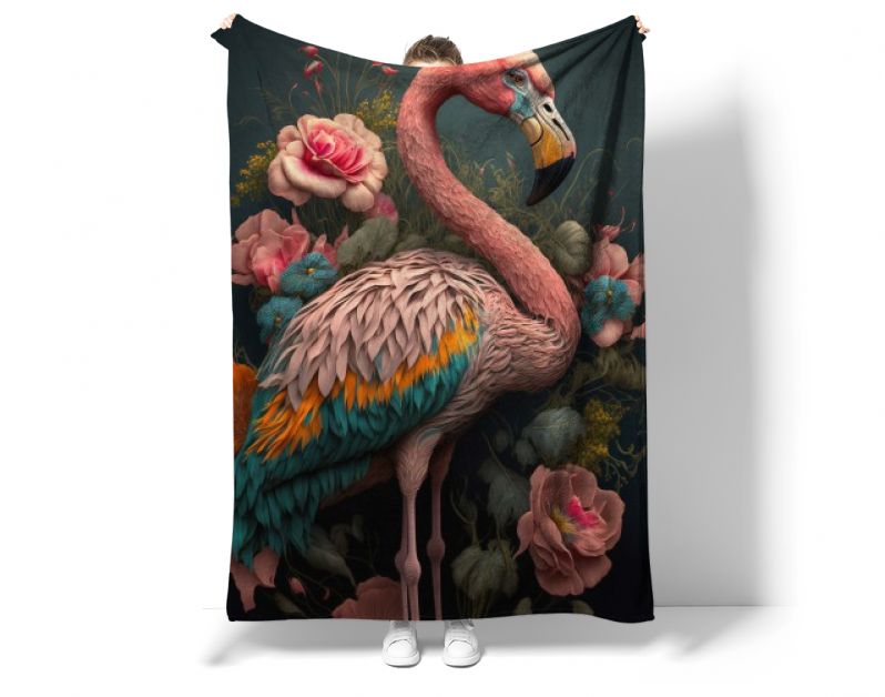 Flamingo met vintage bloemen