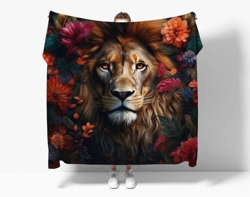 Leeuw in bloemenpracht
