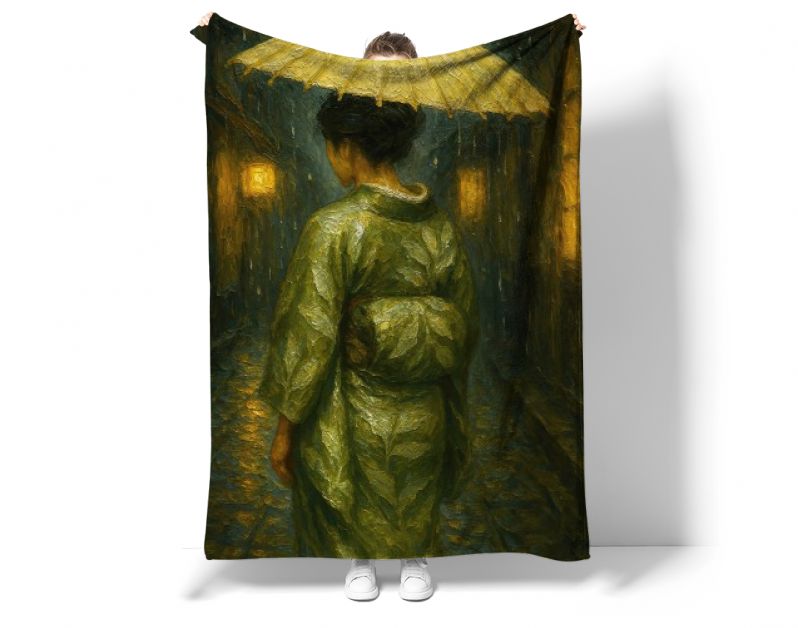 Japanse geisha met paraplu in de avond