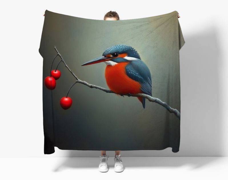 Ijsvogeltje en rode bessen