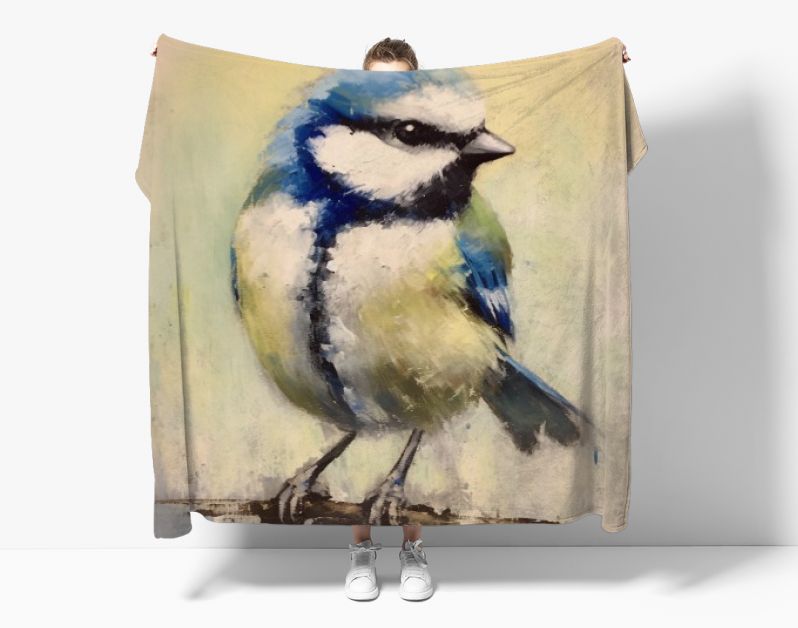 Realistische Sereniteit De Vogel in Blauw en Geel