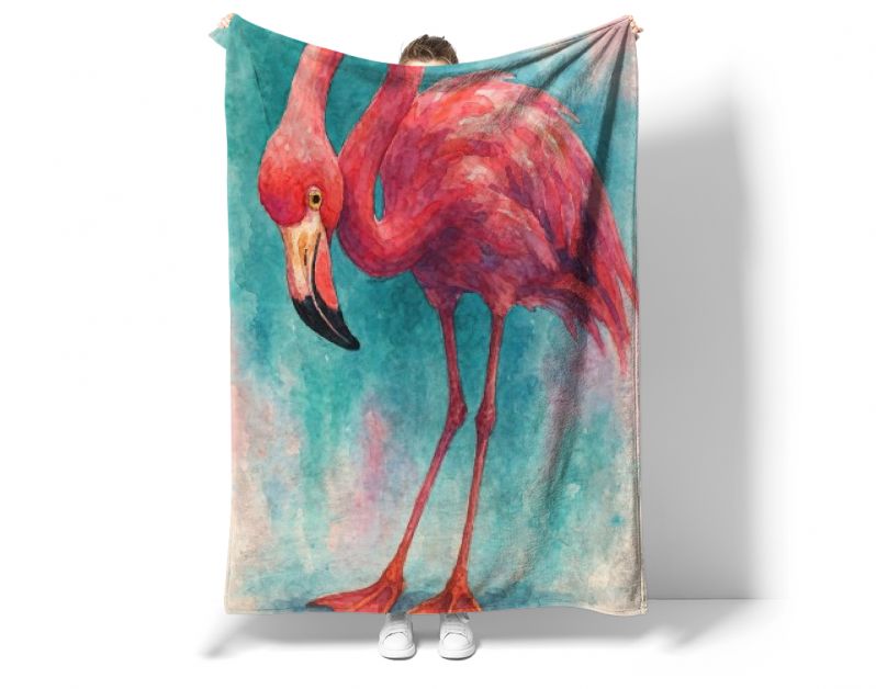 Tropische roze flamingo in felle aquarelkleuren