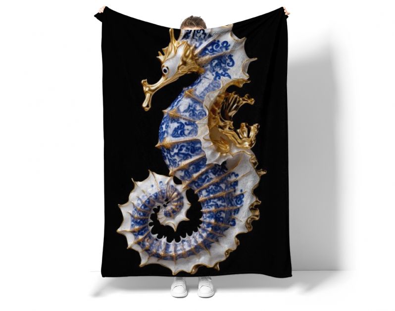 A Delft Blue Seahorse