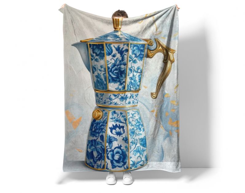 Italiaanse percolator in delfts blauw